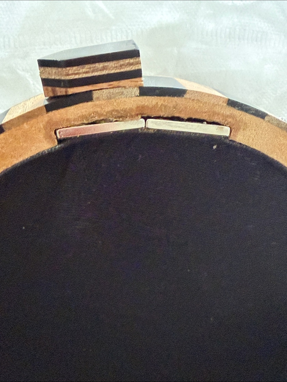 ZARA Black, White and Wood Round Geometric Crossbody Bag - Picture 3 of 10